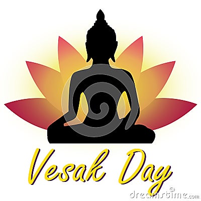 Vesak day. The day of the birth, enlightenment and death of the founder of Buddhism. Vector Illustration